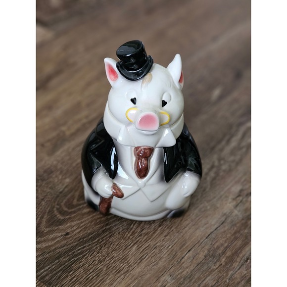 Other - Vintage Dapper Pig Ceramic Piggy Bank Tuxedo Top Hat Figurine Coin‎ Bank